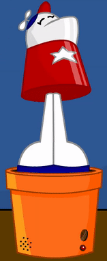 animation of homestar runner as a plastic toy in a vase dancing